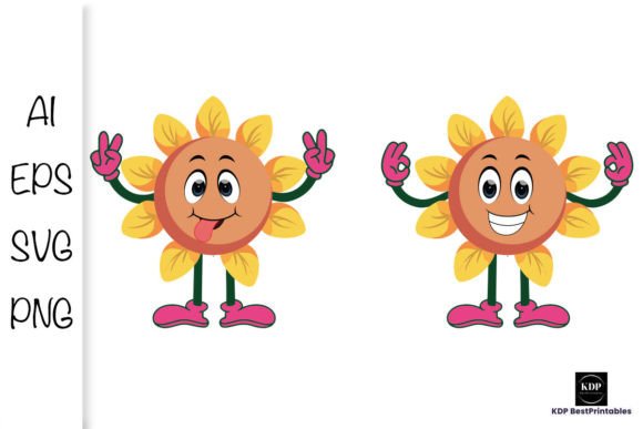 Cartoon Sunflower with Emotion V6: A Design That Radiates Joy