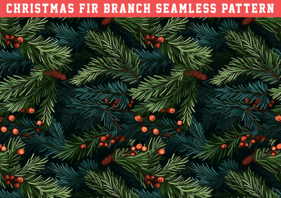Christmas Fir Branch Seamless: A Festive Graphic Design Freebie for Local Businesses