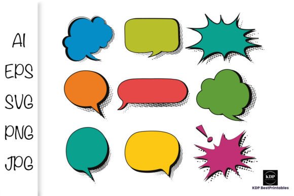 Comic Speech Bubble Collection1: A Graphic Design Asset for Creative Crafting