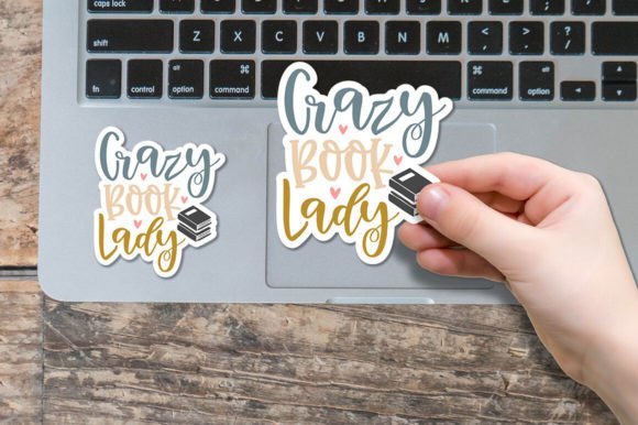 Crazy Book Lady Sticker: A Vibrant Graphic Design Asset for Creative Branding