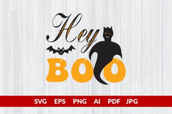 Hey Boo Cute Spooky Retro Halloween Graphics for Creative Publishing