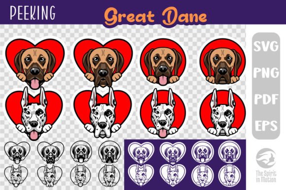 Peeking Great Dane Keychain Clipart for Crafts and Graphics