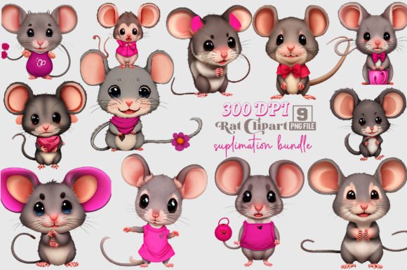 Rat Clipart Sublimation Bundle: A Versatile Graphic Design Asset for Creative Crafts
