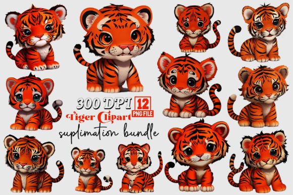 Tiger Clipart Sublimation Bundle: A Graphics Set for Crafts and Merch