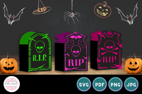 Tombstone Halloween Treat Boxes for Laser Cutting Projects