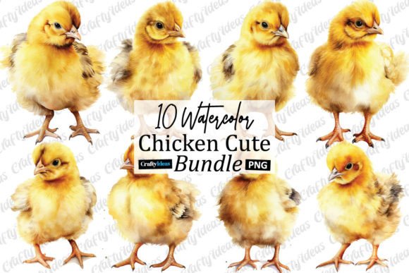 Watercolor Chicken Cute Clipart for Embroidery Projects