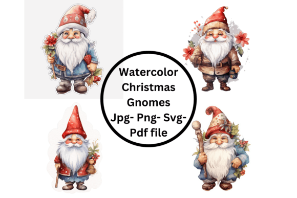 Watercolor Christmas Gnomes: A Festive Graphic Design Asset for Freebies and Creative Projects